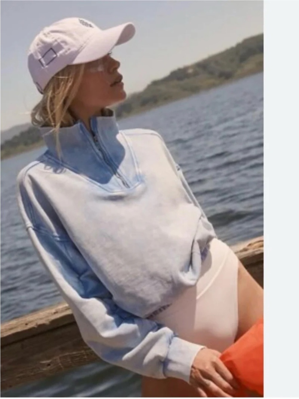 Free People FP Movement Valley Girl Pullover Top Cloudy Waters size Small - Picture 2 of 12